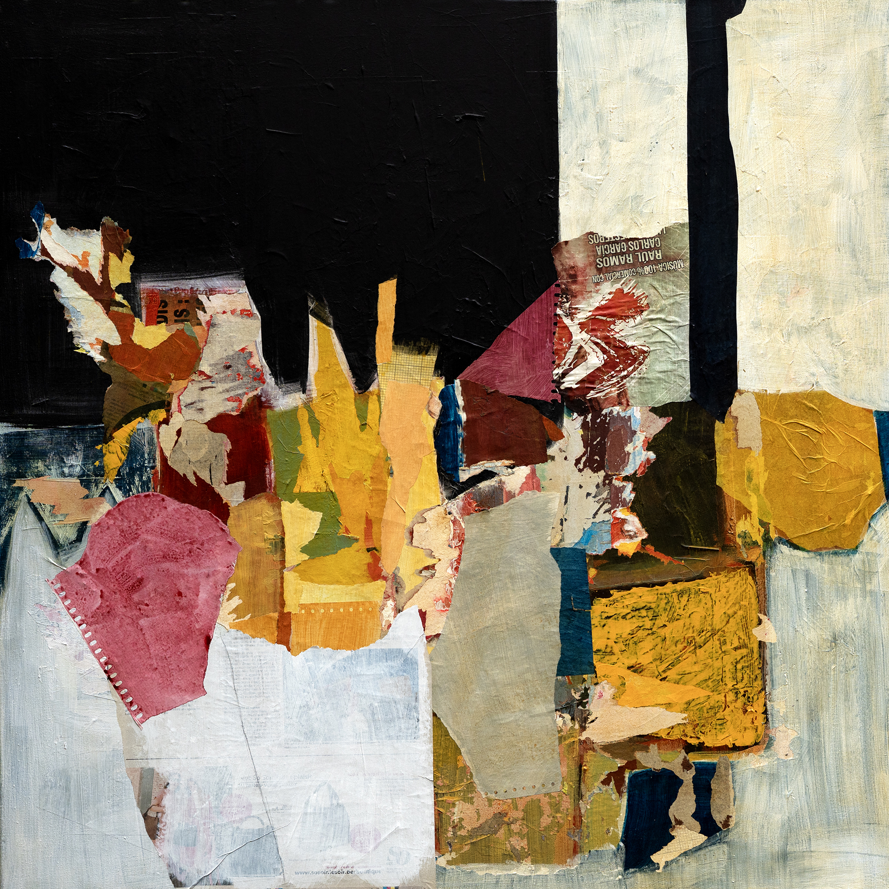 <b>#92</b><br><i>2026</i><br>Acrylique et papier collé sur toile<br>90 x 90 cm